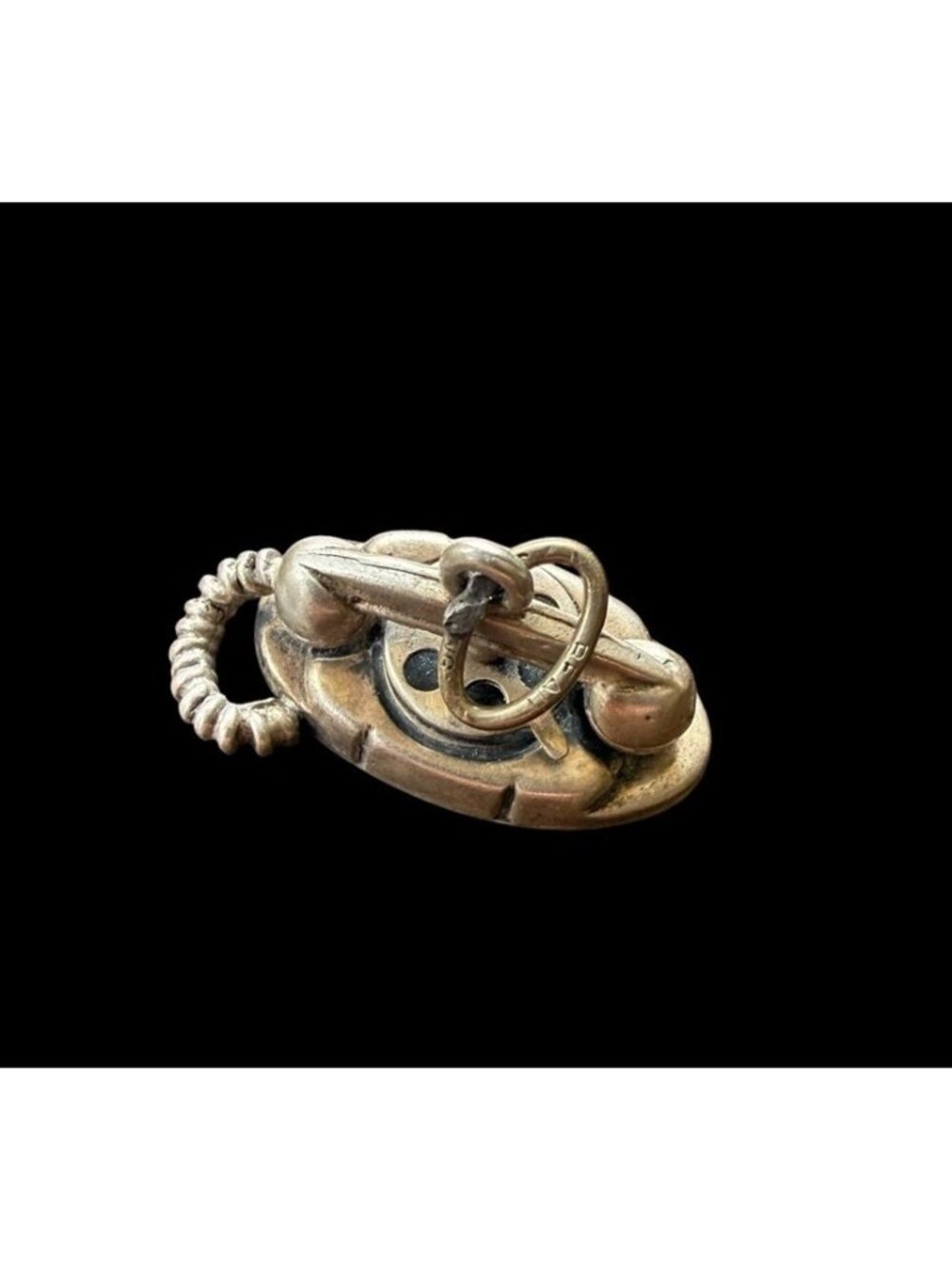 925 Sterling Silver Vintage Pendant BEAU Rotary Telephone Charm 3D